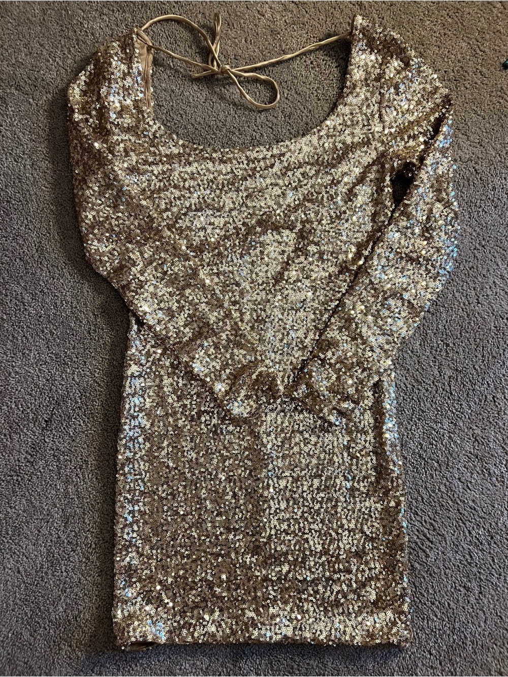 Arden B Gold Sequin Party Dress with Nude Lining